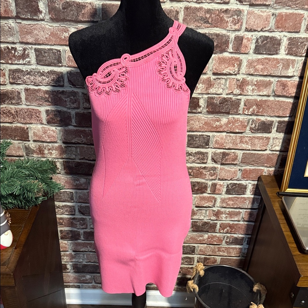 Self-Portrait Vibrant Pink One-Shoulder Dress